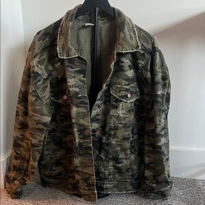 No Boundaries Green Camouflage Field Jacket